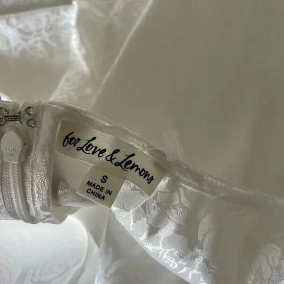 For love & Lemons white brocade satin open slits halter maxi dress - Picture 3 of 8